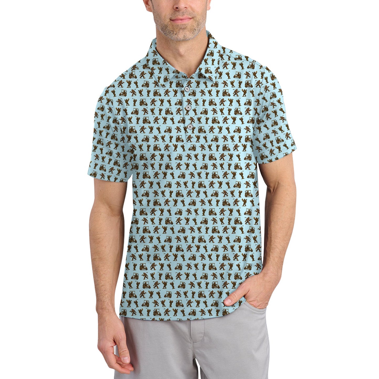 Crazy Golf Pattern Shirt, Bigfoot Golf Polo Shirt