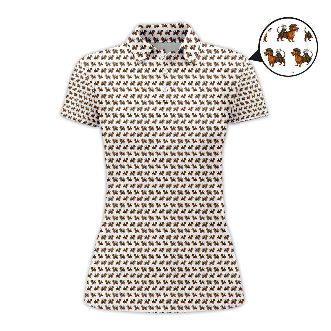 Dachshund Pattern Golf Polos