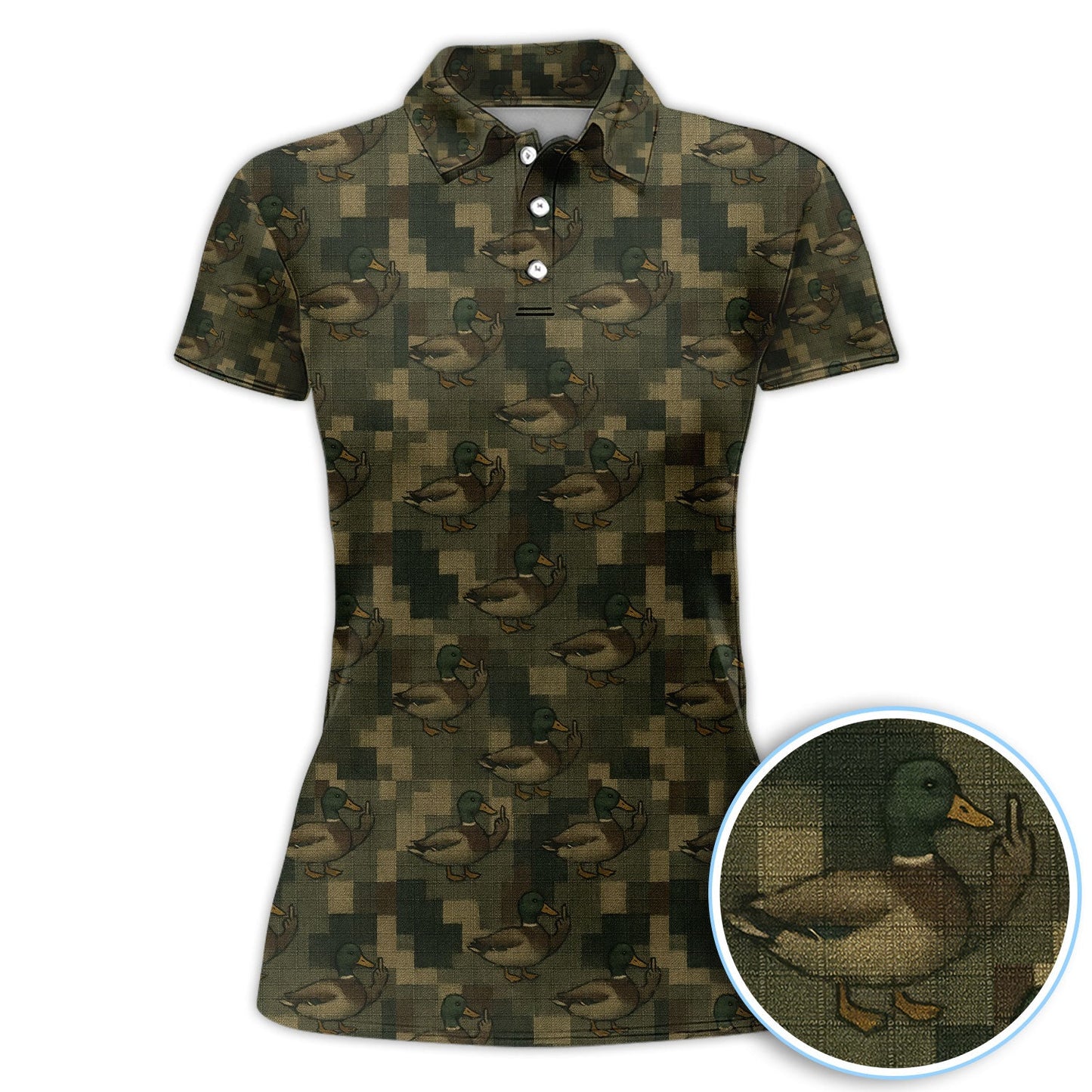Mallard Duck Camo Polos For Men, Waterfowl Pattern Shirt