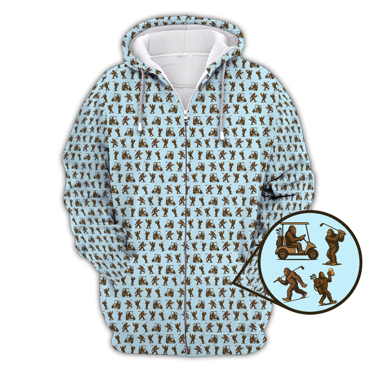 Crazy Golf Pattern Shirt, Bigfoot Golf Polo Shirt