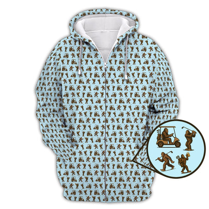 Crazy Golf Pattern Shirt, Bigfoot Golf Polo Shirt