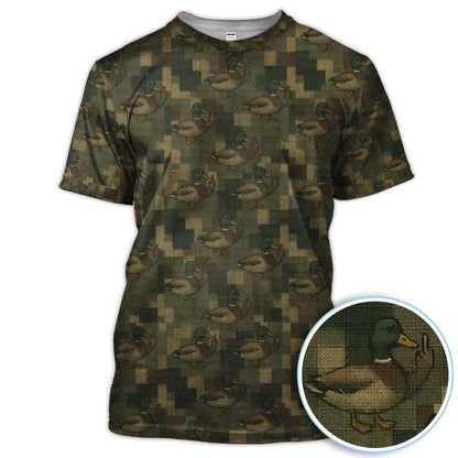 Mallard Duck Camo Polos For Men, Waterfowl Pattern Shirt