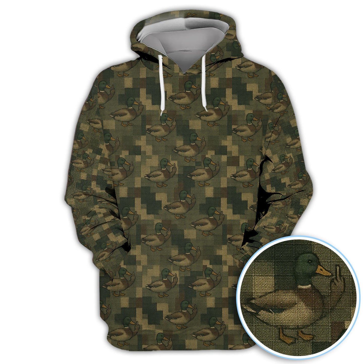 Mallard Duck Camo Polos For Men, Waterfowl Pattern Shirt
