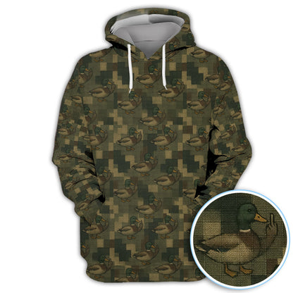 Mallard Duck Camo Polos For Men, Waterfowl Pattern Shirt