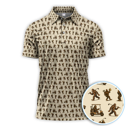 Crazy Golf Pattern Shirt, Bigfoot Golf Polo Shirt