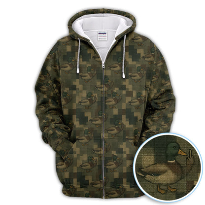 Mallard Duck Camo Polos For Men, Waterfowl Pattern Shirt