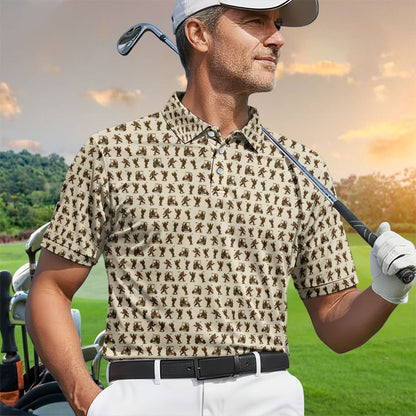 Crazy Golf Pattern Shirt, Bigfoot Golf Polo Shirt