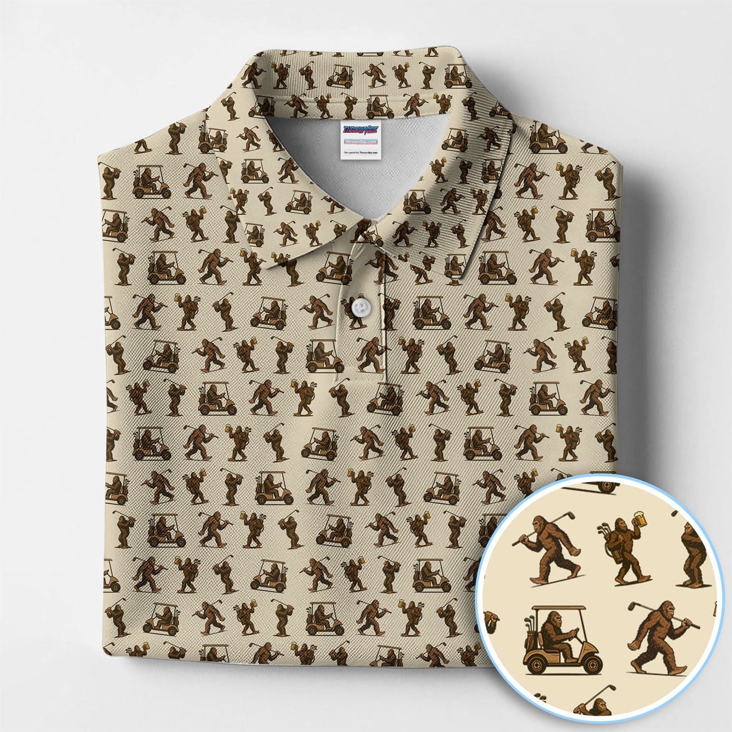 Crazy Golf Pattern Shirt, Bigfoot Golf Polo Shirt