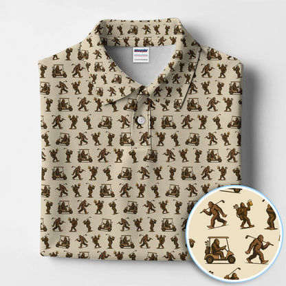 Crazy Golf Pattern Shirt, Bigfoot Golf Polo Shirt