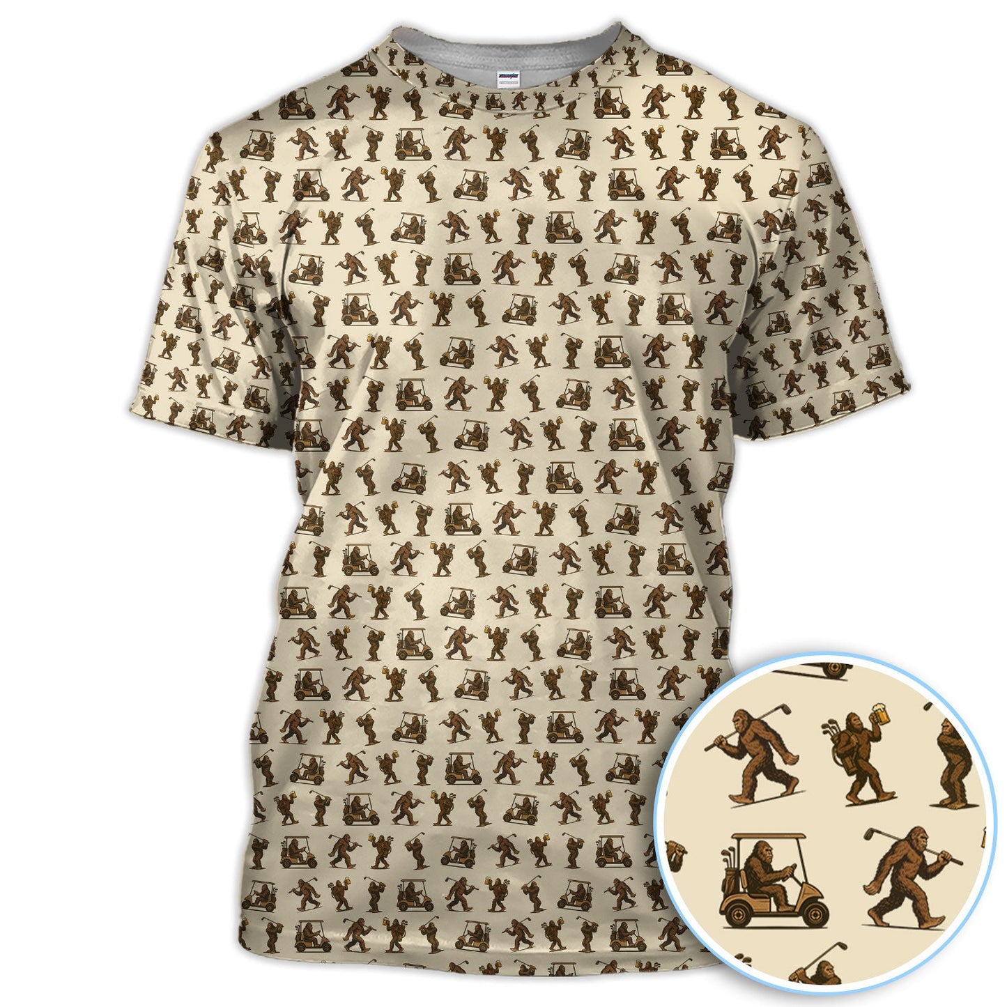 Crazy Golf Pattern Shirt, Bigfoot Golf Polo Shirt