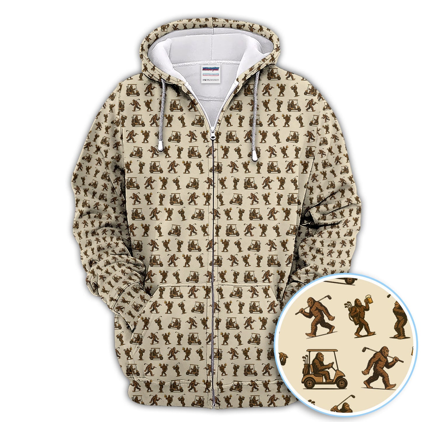 Crazy Golf Pattern Shirt, Bigfoot Golf Polo Shirt