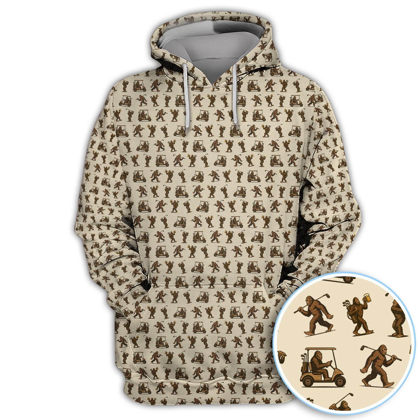Crazy Golf Pattern Shirt, Bigfoot Golf Polo Shirt