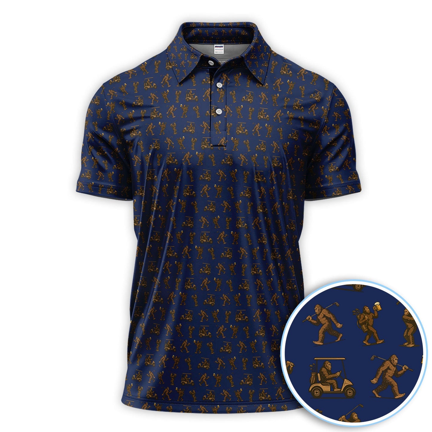 Crazy Golf Pattern Shirt, Bigfoot Golf Polo Shirt