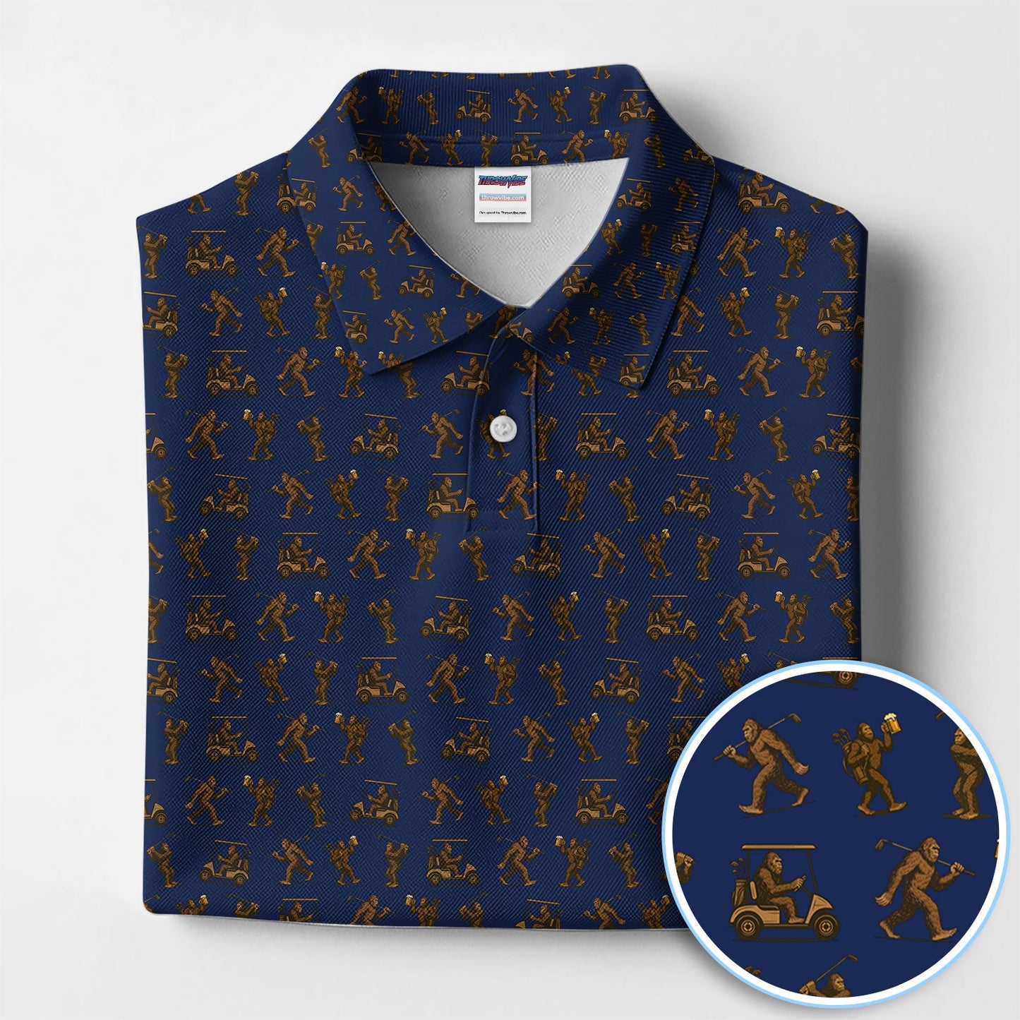 Crazy Golf Pattern Shirt, Bigfoot Golf Polo Shirt