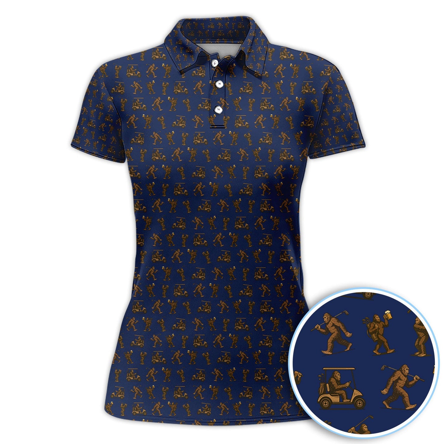Crazy Golf Pattern Shirt, Bigfoot Golf Polo Shirt