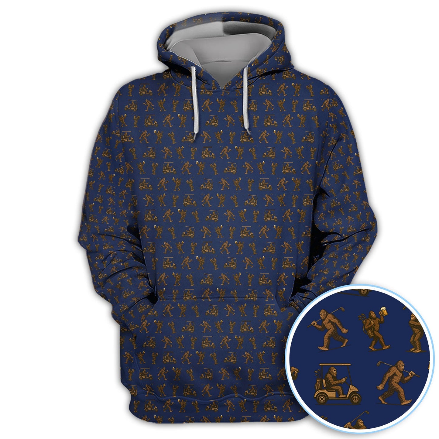 Crazy Golf Pattern Shirt, Bigfoot Golf Polo Shirt
