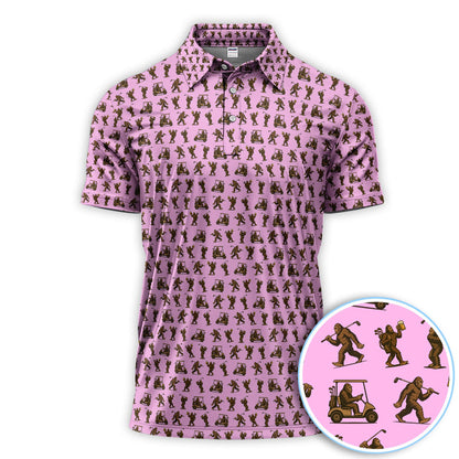 Crazy Golf Pattern Shirt, Bigfoot Golf Polo Shirt