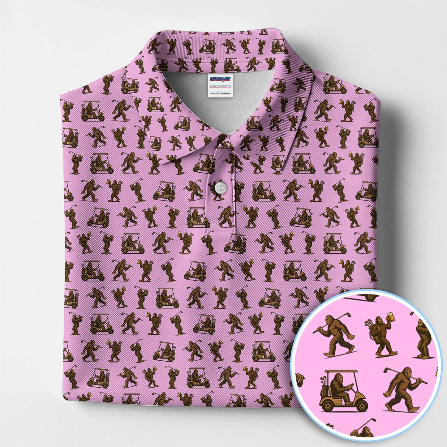 Crazy Golf Pattern Shirt, Bigfoot Golf Polo Shirt