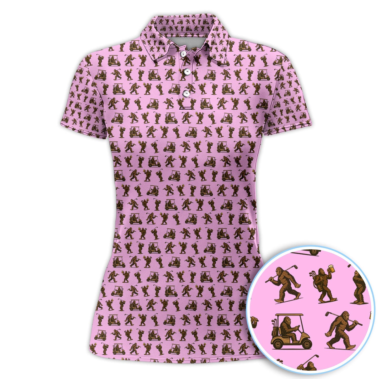 Crazy Golf Pattern Shirt, Bigfoot Golf Polo Shirt