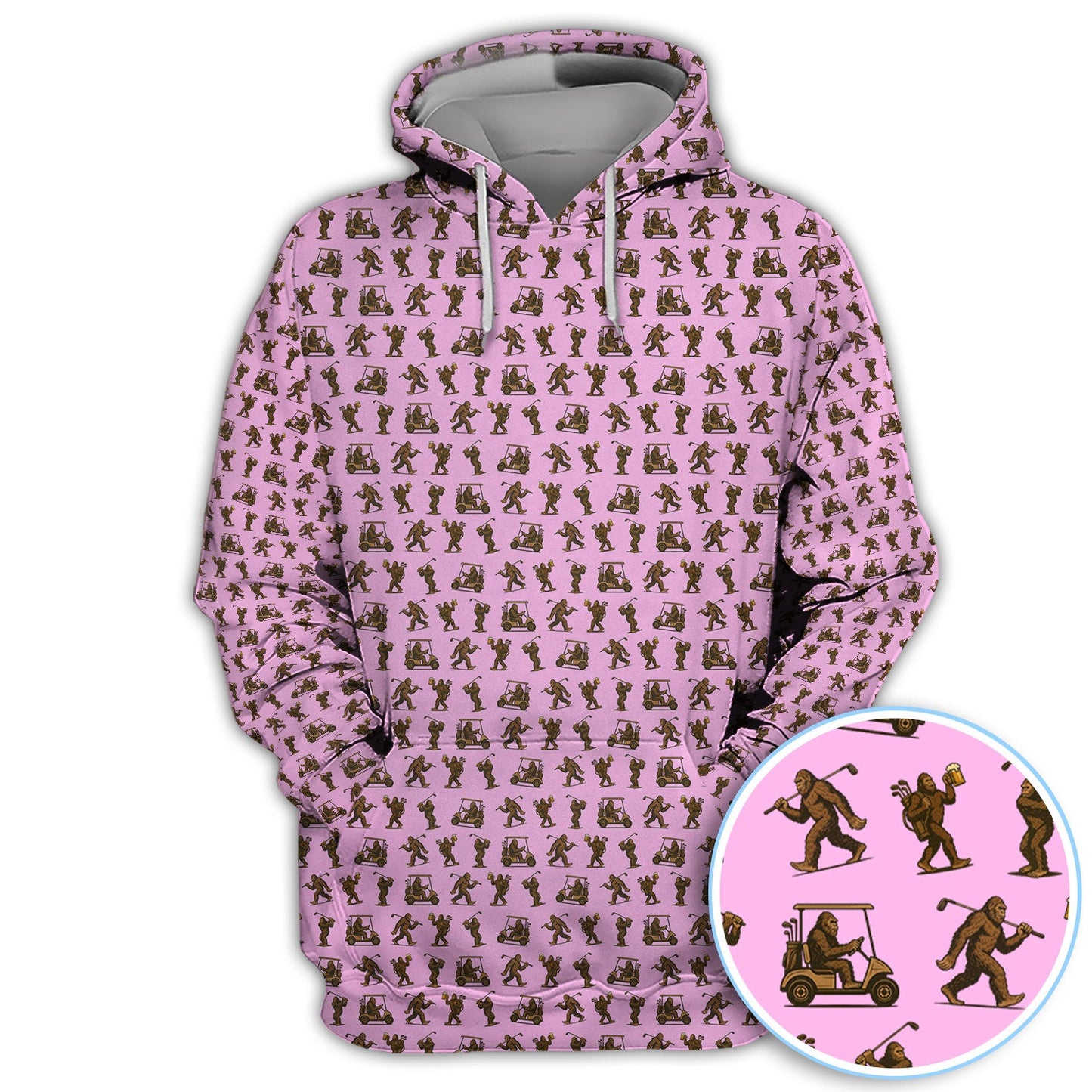 Crazy Golf Pattern Shirt, Bigfoot Golf Polo Shirt