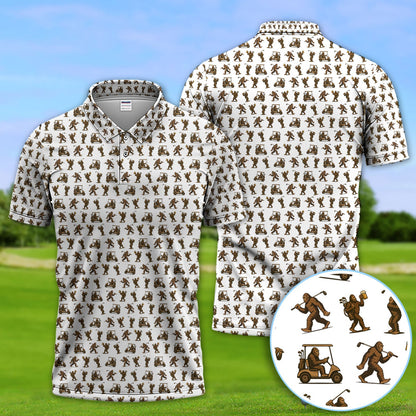 Crazy Golf Pattern Shirt, Bigfoot Golf Polo Shirt