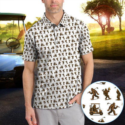 Crazy Golf Pattern Shirt, Bigfoot Golf Polo Shirt