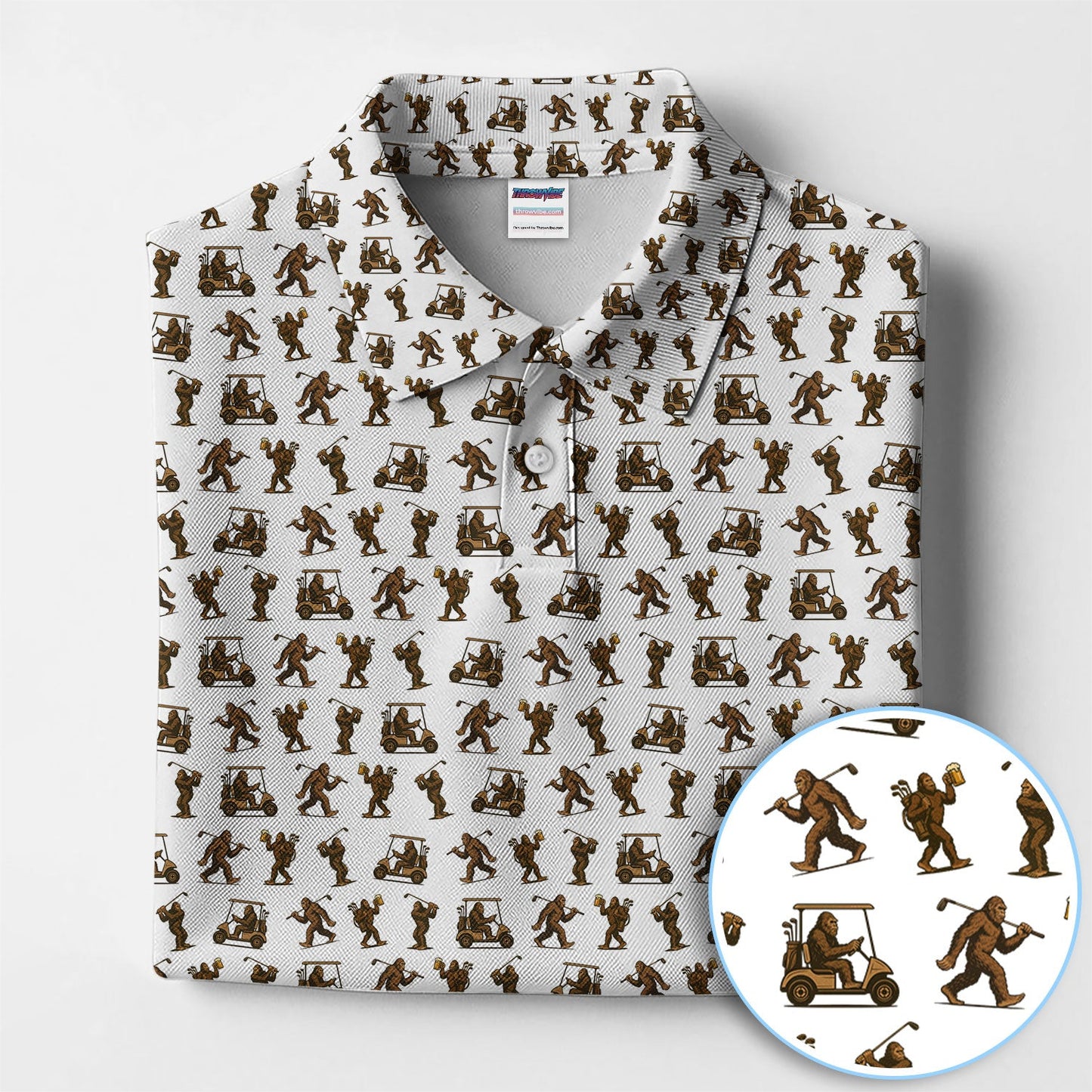 Crazy Golf Pattern Shirt, Bigfoot Golf Polo Shirt