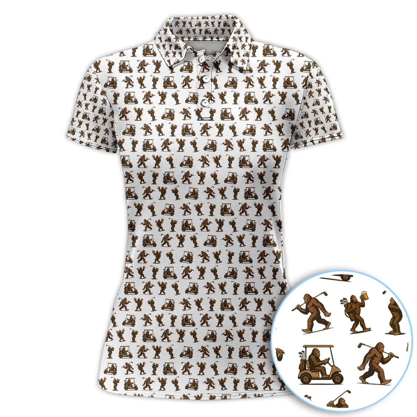 Crazy Golf Pattern Shirt, Bigfoot Golf Polo Shirt