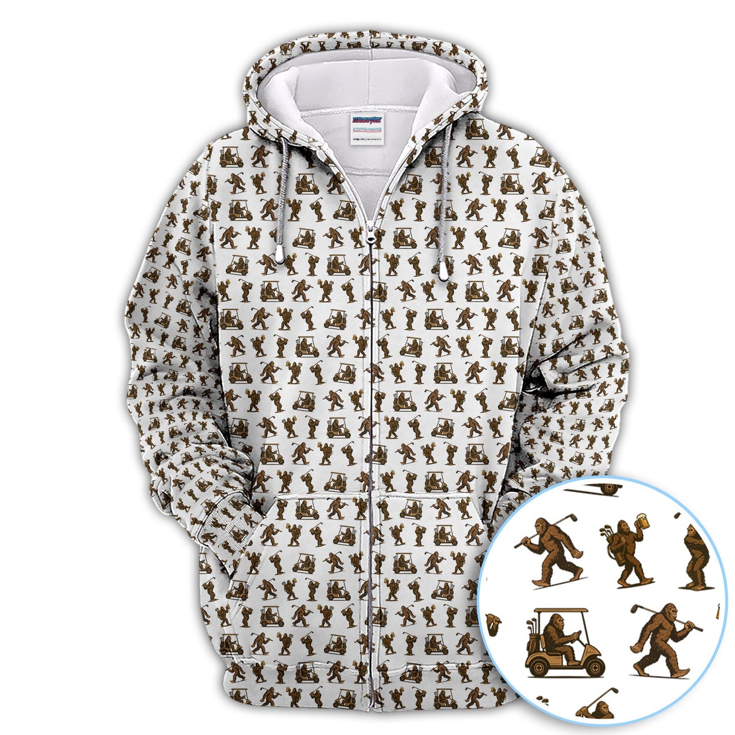 Crazy Golf Pattern Shirt, Bigfoot Golf Polo Shirt