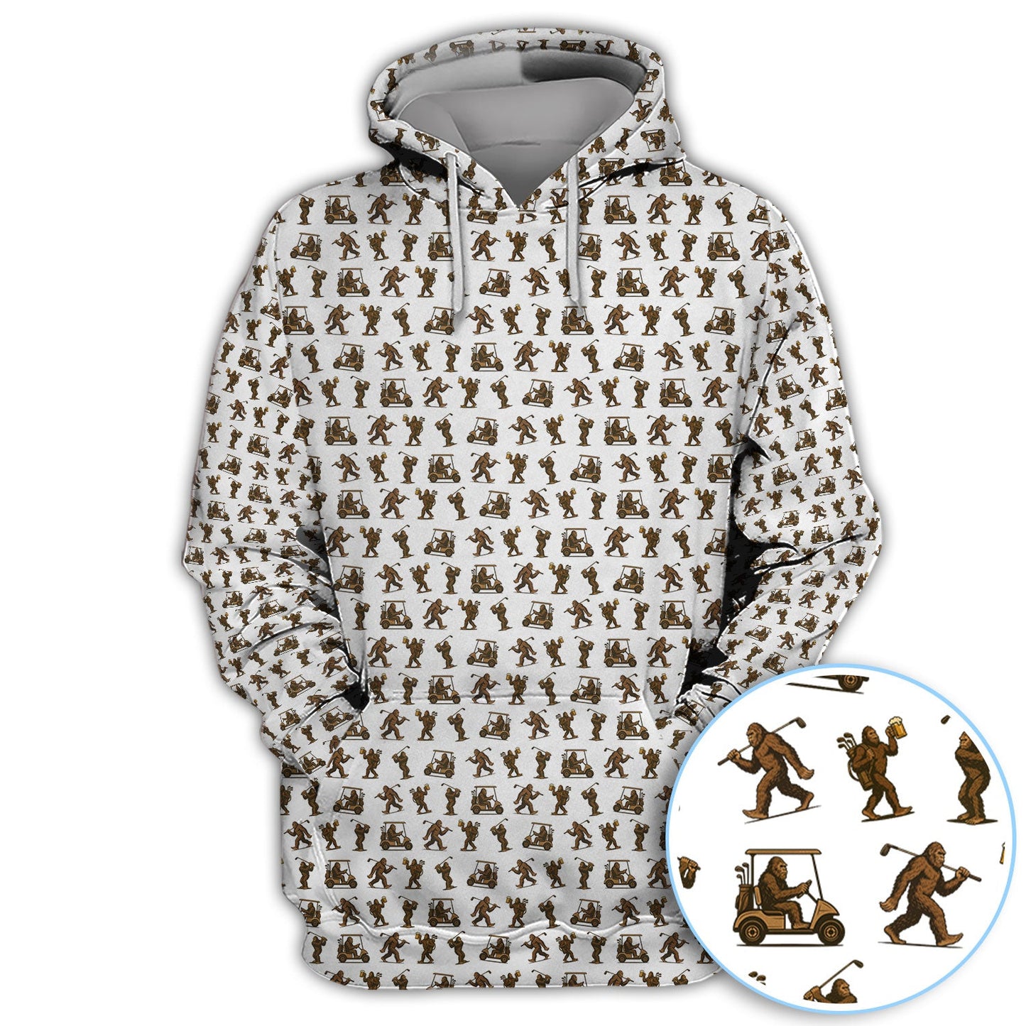 Crazy Golf Pattern Shirt, Bigfoot Golf Polo Shirt