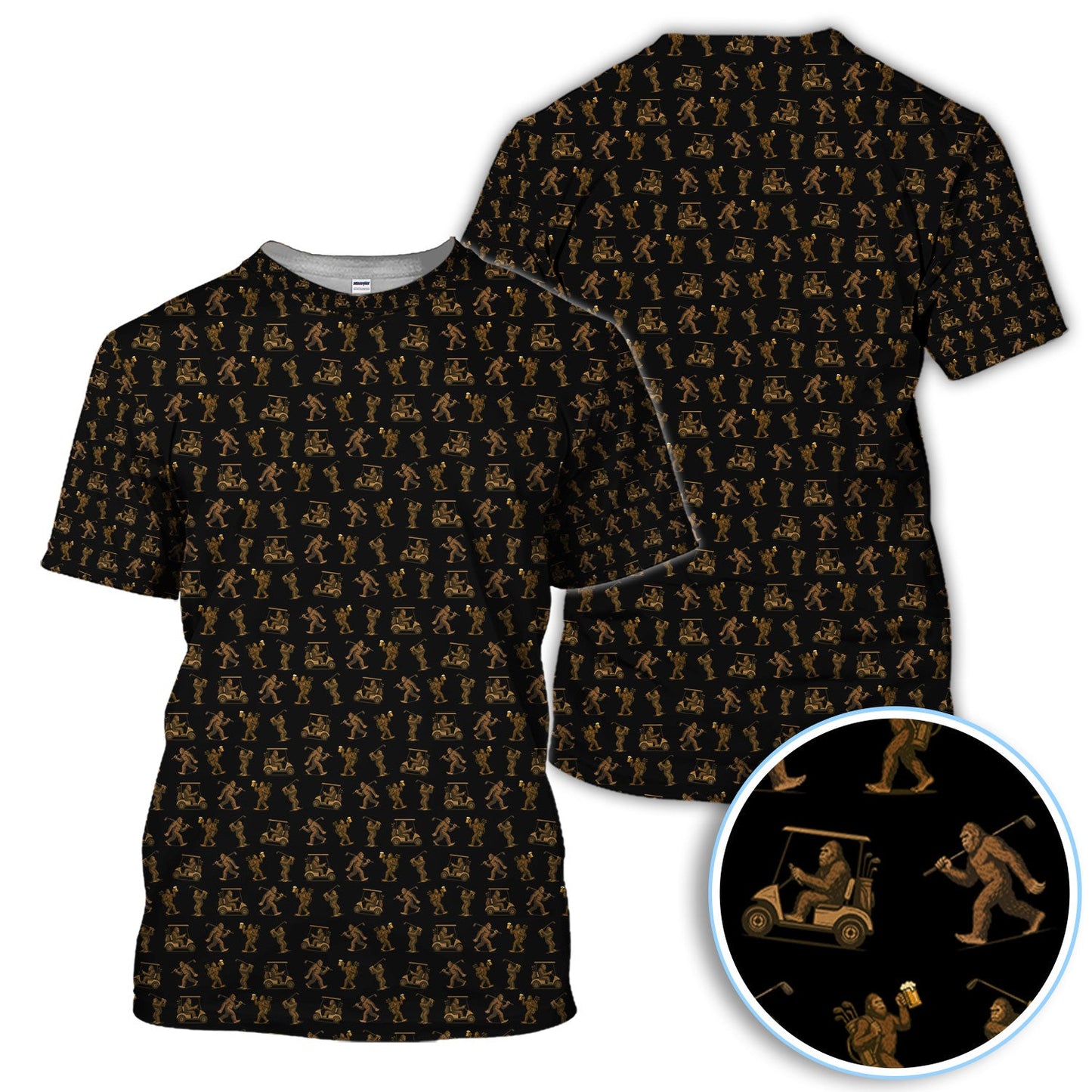 Crazy Golf Pattern Shirt, Bigfoot Golf Polo Shirt