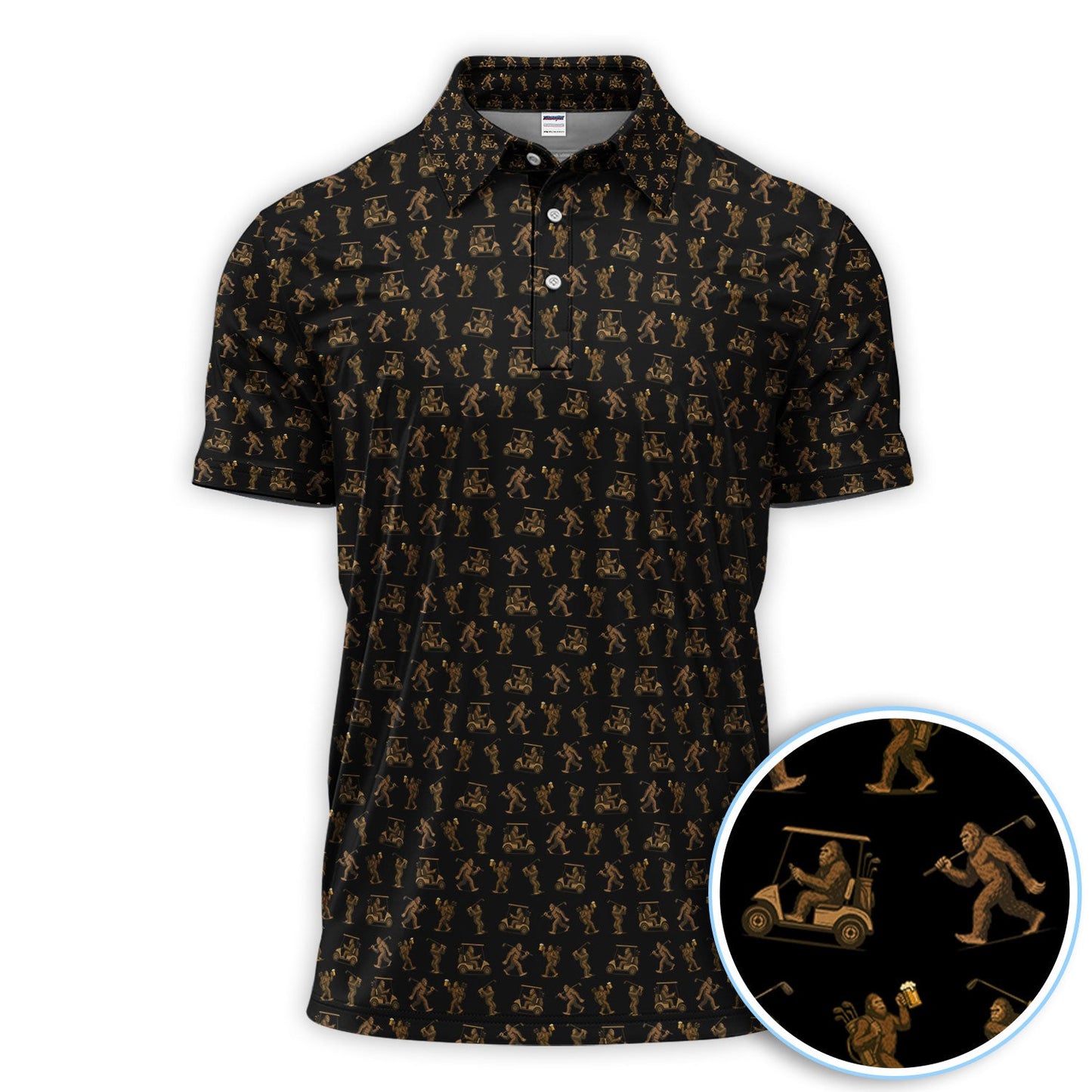 Crazy Golf Pattern Shirt, Bigfoot Golf Polo Shirt