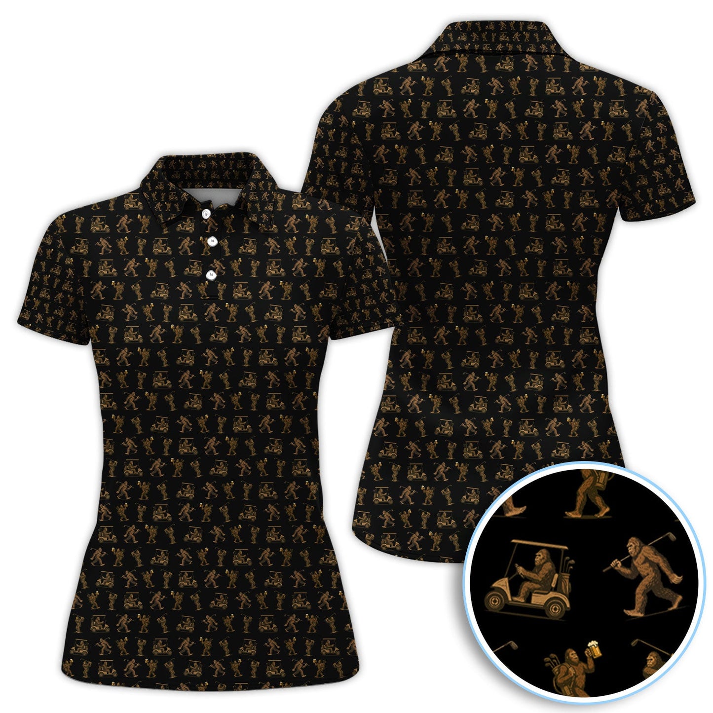 Crazy Golf Pattern Shirt, Bigfoot Golf Polo Shirt