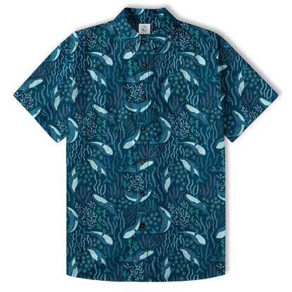 Humpback Whales Hawaii Shirt, Ocean Animals Button Up Shirt