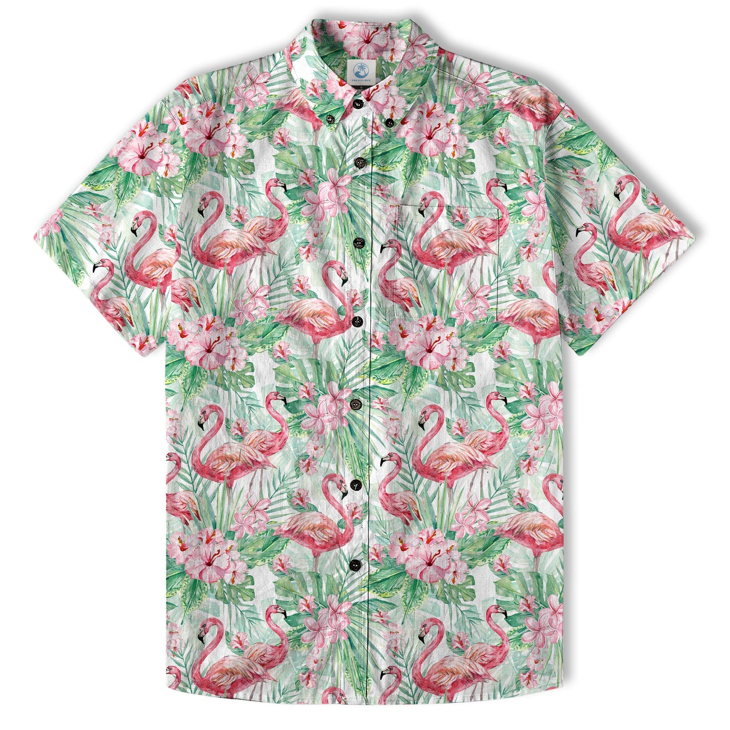 Floral Flamingo Hawaii Pattern Shirt, Hibiscus Hawaiian Shirt