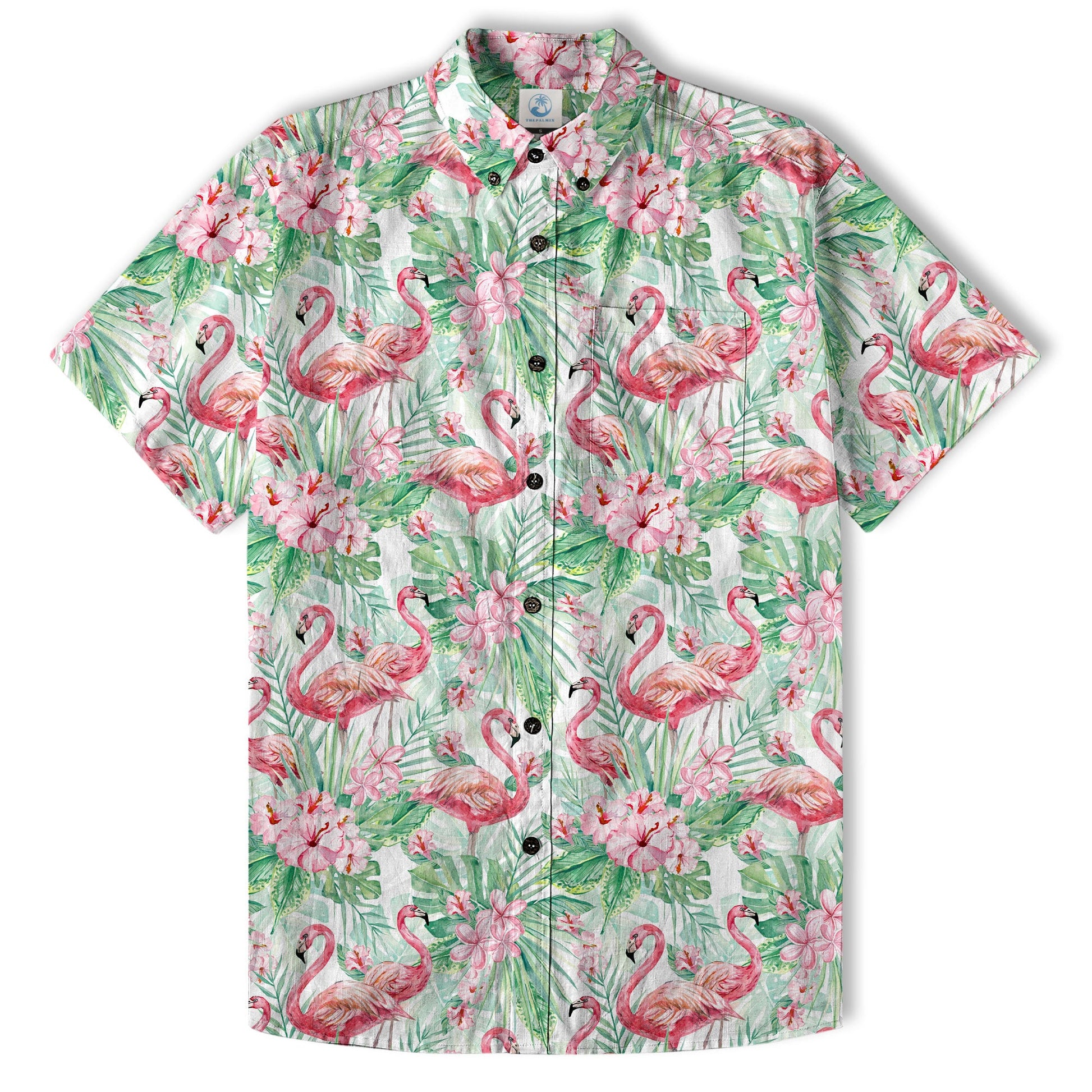 Floral Flamingo Hawaii Pattern Shirt, Hibiscus Hawaiian Shirt