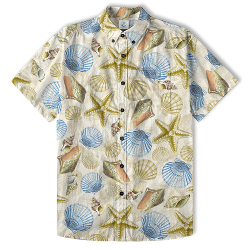 Ocean Animals Hawaiian Button Up Shirt, Summer Beach Shirt