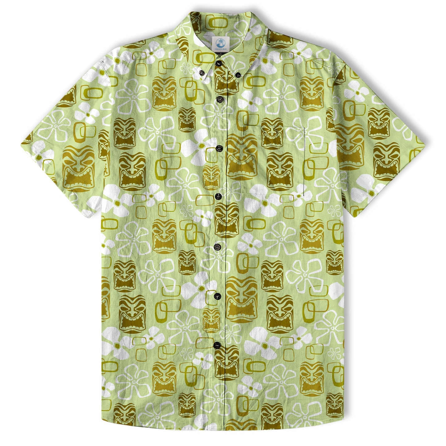Exotic Tiki Pattern Hawaii Shirt for Men, Hibiscus Hawaii Shirt