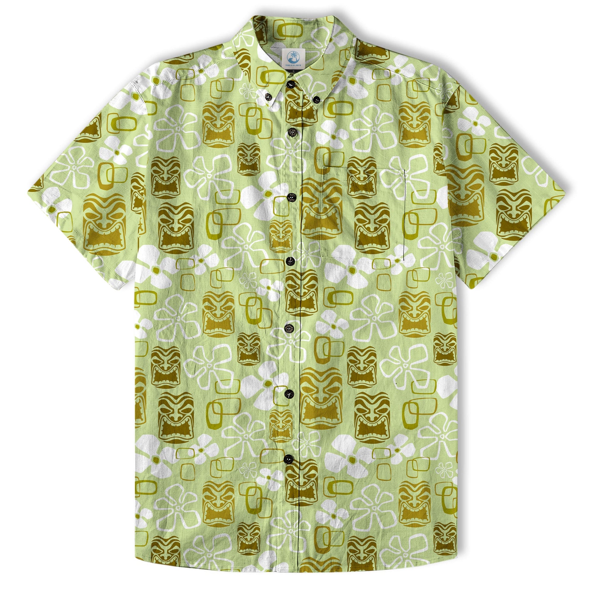 Exotic Tiki Pattern Hawaii Shirt for Men, Hibiscus Hawaii Shirt
