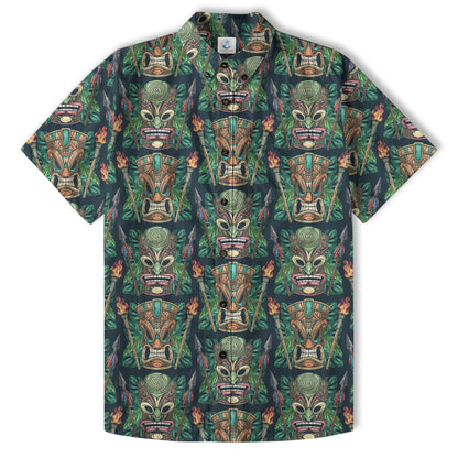 Exotic Tiki Mask Pattern Hawaii Shirt for Men