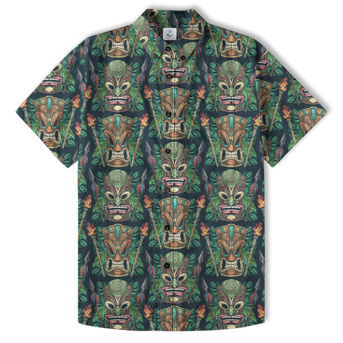Exotic Tiki Mask Pattern Hawaii Shirt for Men