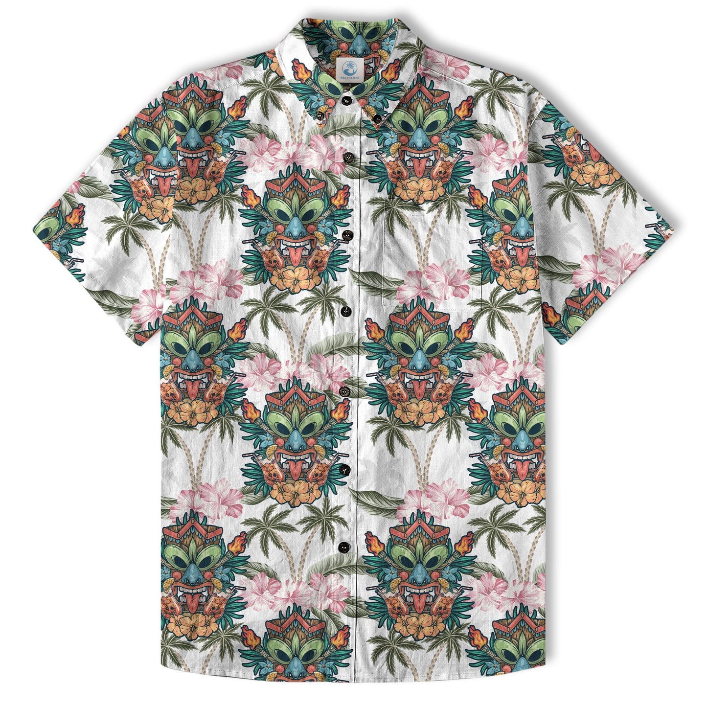 Tiki Mask Pattern Hawaii Shirt for Men, Aloha Pattern Shirt