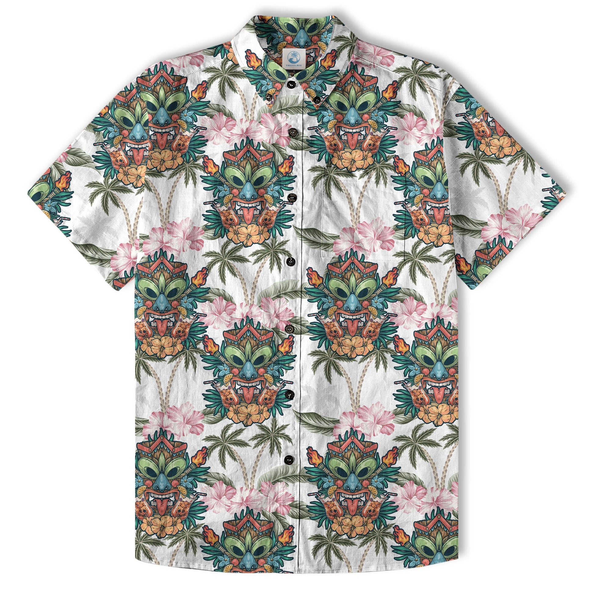 Tiki Mask Pattern Hawaii Shirt for Men, Aloha Pattern Shirt