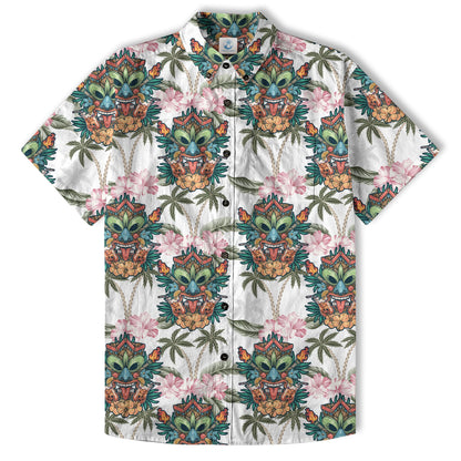 Tiki Mask Pattern Hawaii Shirt for Men, Aloha Pattern Shirt