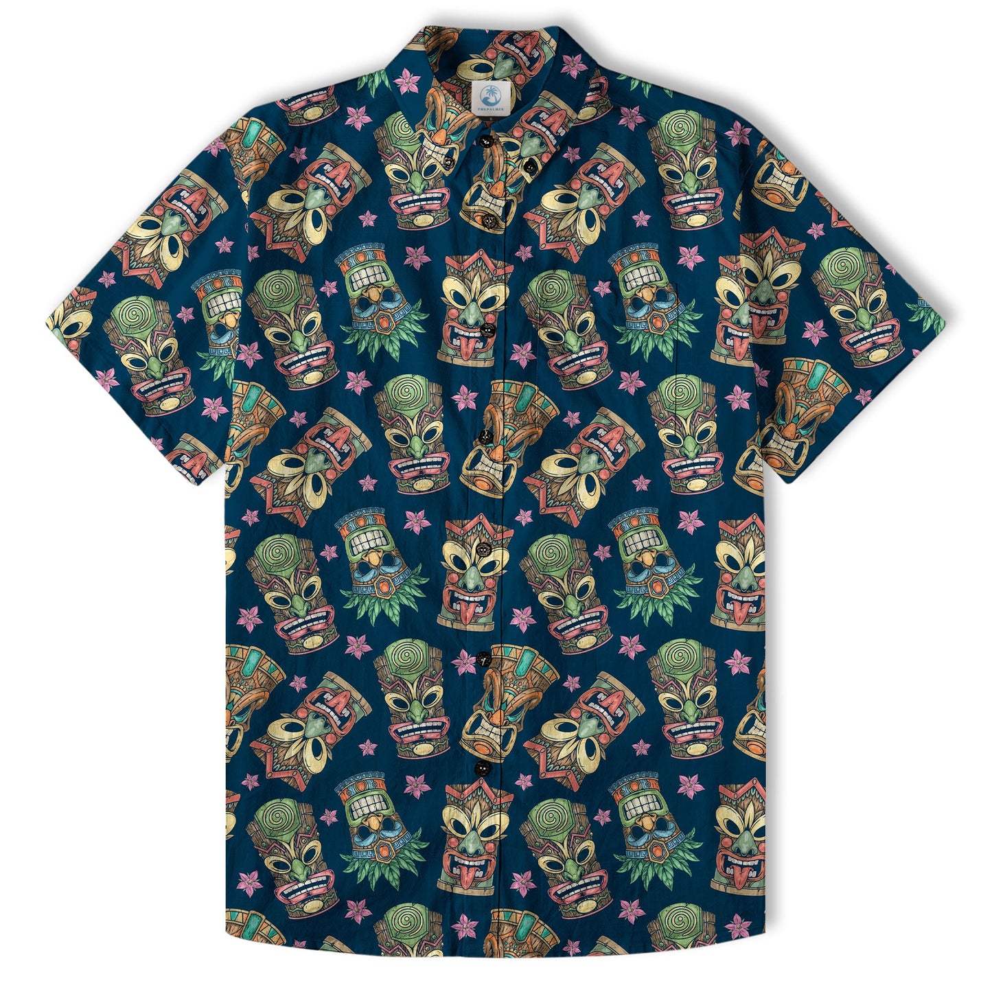 Tiki Mask Pattern Hawaii Shirt for Men, Aloha Hawaii Shirt
