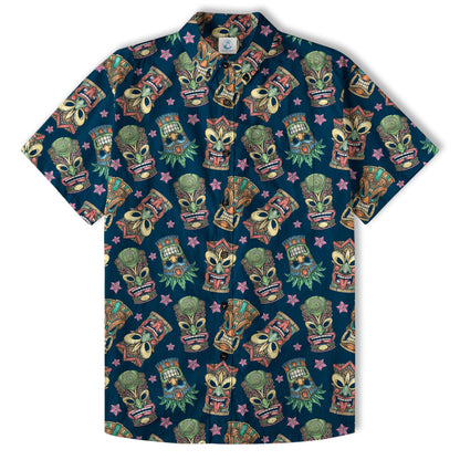 Tiki Mask Pattern Hawaii Shirt for Men, Aloha Hawaii Shirt
