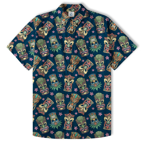 Tiki Mask Pattern Hawaii Shirt for Men, Aloha Hawaii Shirt