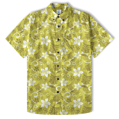 Tiki Mask Pattern Hawaii Shirt for Men, Aloha Floral Pattern Hawaii Shirt