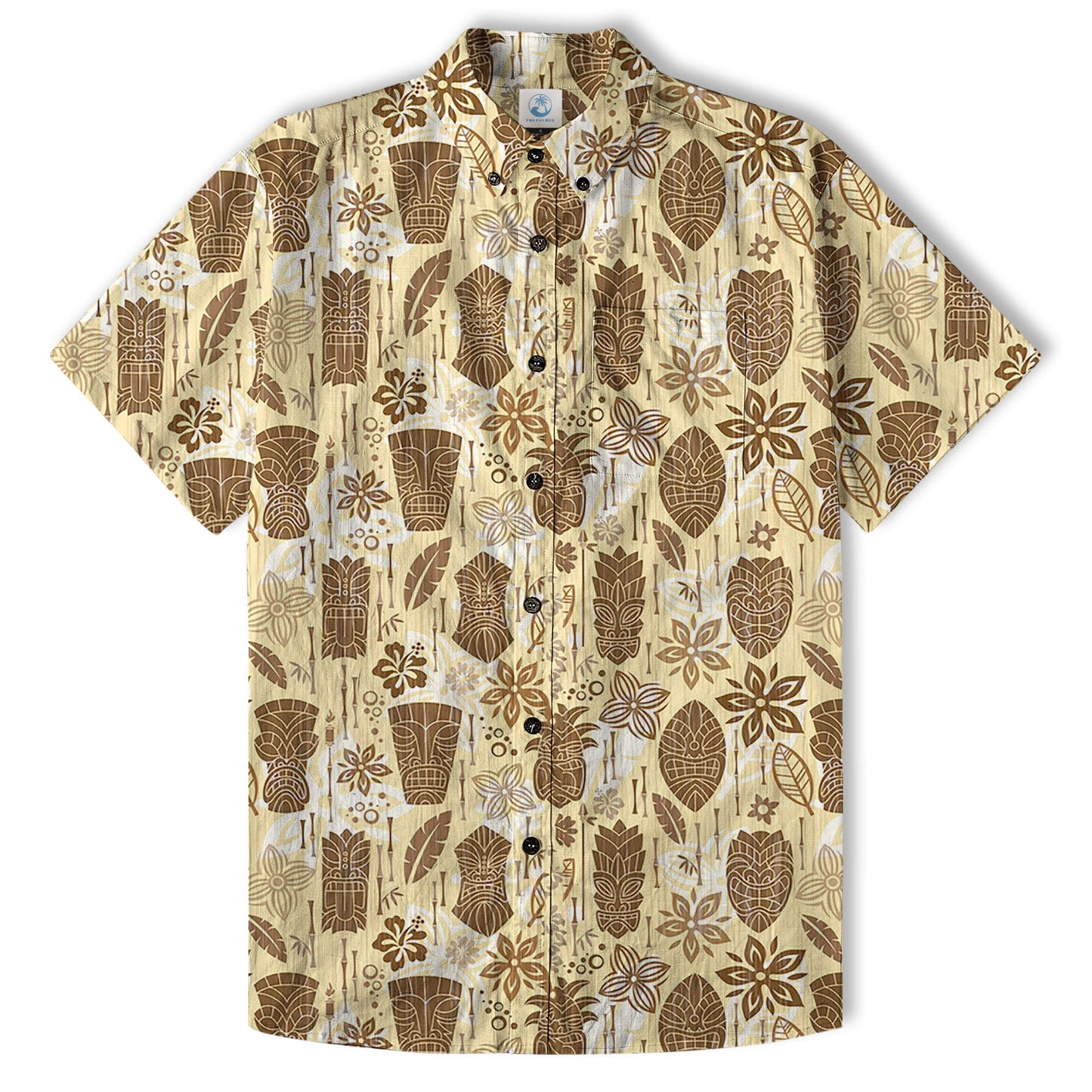 Surfing Tiki Mask Pattern Hawaii Shirt for Men, Tiki Mask Hawaiian Shirt