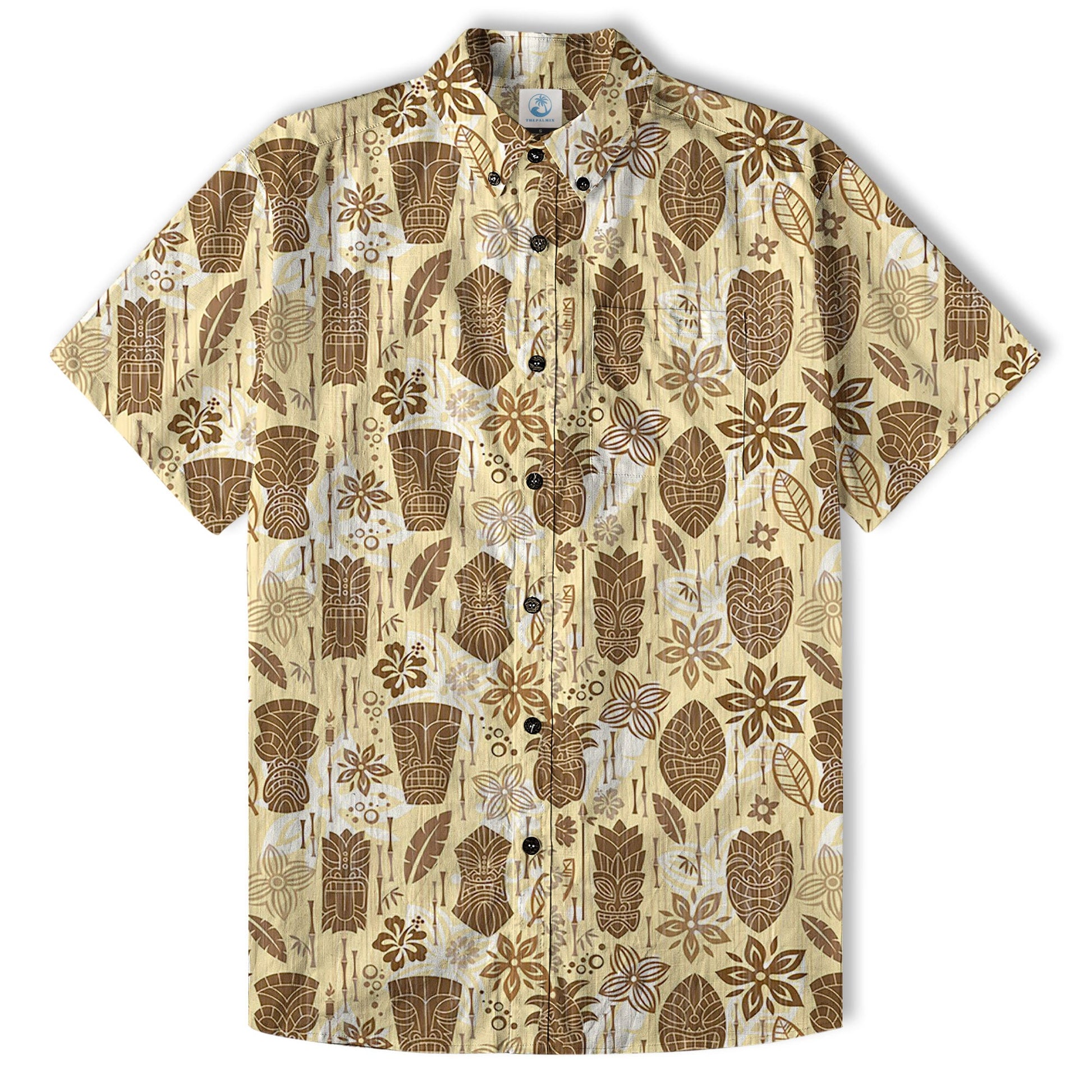 Surfing Tiki Mask Pattern Hawaii Shirt for Men, Tiki Mask Hawaiian Shirt